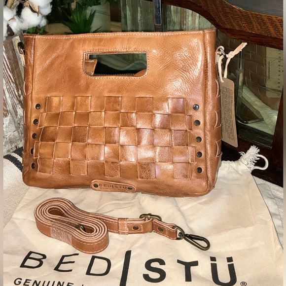 NWT Bed Stu Leather Keiki Crossbody Bag Handbag Tan Rustic MSRP $235 - Picture 2 of 11